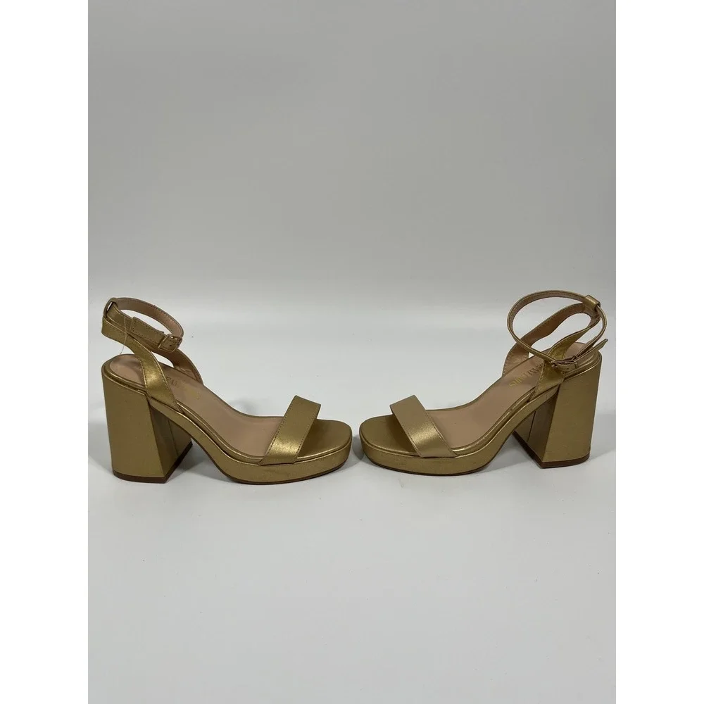 Women 5.5 Platform Heels Metallic Gold Wedding Guest Formal Event Gala Going Out